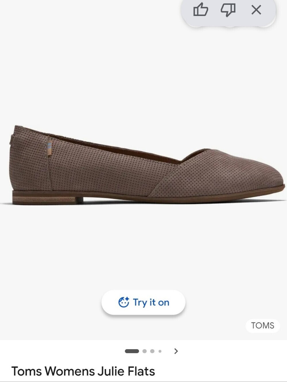 Toms Womens Julie Suede Flats Color: Taupe Grey Size 8.5